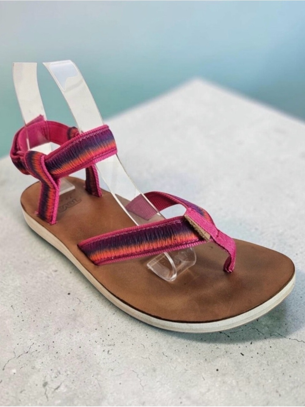 Teva Sandals Sz 7 On The Right Trek Sport Trail Air Cushion Sunset Multi Pink - Picture 7 of 7